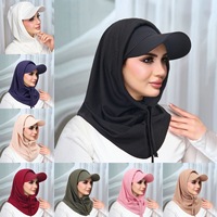 Ensemble de foulards et turbans d'hiver pour femmes musulmanes, couleurs unies, respirants, en polyester, enveloppements chauds, couleur assortie, hijab, bonnet intérieur