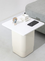 Table basse carrée moderne nordique blanche pour salon, plateau en MDF, base en plastique, vente en gros, directement de l'usine