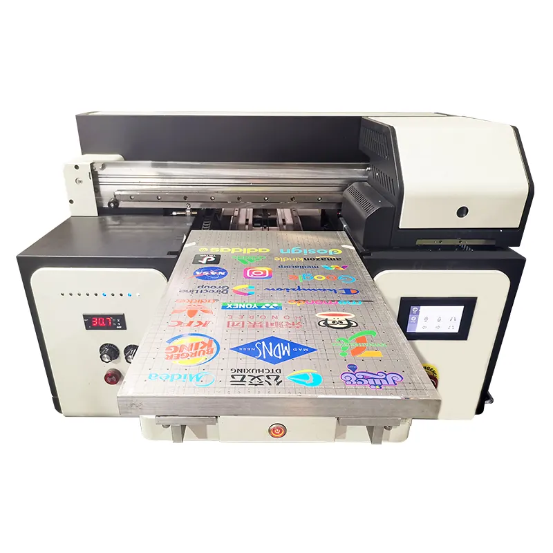 2 heads small led uv flatbed white ink printer varnish finish mobile case uv printer with rotary attachment price