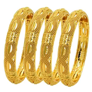 Zandy OEM&ODM india dubai skin friendly Bride wedding bracelet 24K Gold Plated Bangle Bracelet Designs