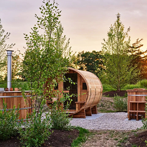 Sauna Moderna para 4 Personas, de Madera de Cedro Rojo Canadiense y Hemlock, con Estufa de 6kw, Función de Vapor Seco, para Villas - Product Image 1