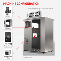 Cabina de Fotos Automatizada de Acero Inoxidable, Máquina Expendedora de Fotos de Autoservicio con Cámara e Impresora Térmica