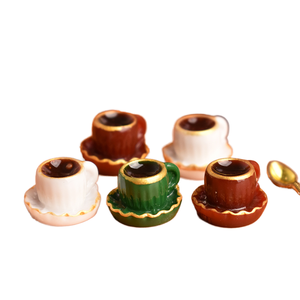 แก้วกาแฟจิ๋วเรซิ่นแบบแบนสำหรับตกแต่ง งานศิลปะเพ้นท์มือ สำหรับ DIY บ้านตุ๊กตา เครื่องดื่มจิ๋ว กาวครีม ติดโทรศัพท์ - Product Image 1