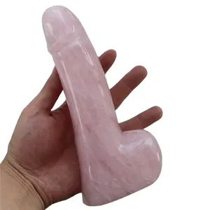 Pasokan lintas batas batu kristal alami tongkat pijat kaca dildo mainan seks 18cm tongkat sihir vulva pabrik