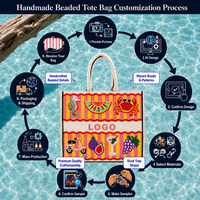 Sac fourre-tout personnalisé à rayures et perles, sac à main de plage côtier, cadeau de mariage pour enterrement de vie de jeune fille, sac à perles de rocaille, OEM