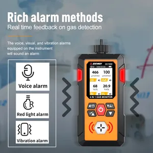 Détecteur de gaz professionnel SW-7500D pour O2, H2S, CO, gaz combustibles, monoxyde de carbone avec mode d'alarme (non inclus) - Product Image 5