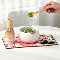 Ensemble de thé matcha en céramique JY, bol à matcha créatif en forme de fleur en relief
