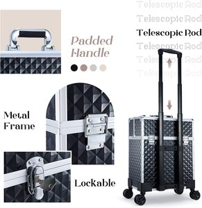 Étui à ongles roulant à roulettes <span class=keywords><strong>manucure</strong></span> mallette de rangement organisateur de vernis chariot de maquillage professionnel pour Studio ou ongles de voyage - Product Image 2