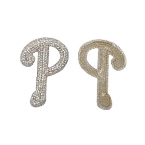 Factory direct letter logo crystal rhinestone applique Crystal Hotfix transfer iron on patch for hats