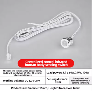 מתג חיישן IR חכם עם טווח חישה של 1-5 ס\"מ, עמעום 5A 60W/120W, IP22, חומר ABS, לתאורת LED בארונות - Product Image 2