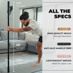 Bastone elasticizzato per Yoga in bambù naturale da 5 piedi con manici antiscivolo accessori per <span class=keywords><strong>Pilates</strong></span> Fitness - Product Image 3