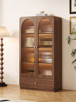 Meuble de salon en verre et bois de style vintage, design étroit et peu encombrant pour hôtel et usage domestique, rangement à vin durable, rétro et minimaliste