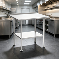 Mesa de Trabajo Resistente de Acero Inoxidable 304 con Patas Redondas y Estante Inferior de Almacenamiento para Uso en Hoteles, Restaurantes y Cocinas