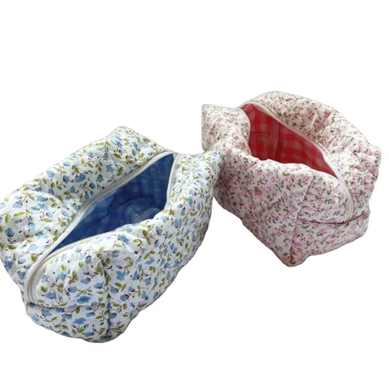 Pattern Quilted Makeup Cosmetic Pouch for Travel Daily Life