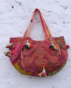 Navratri Special Banjara Boho Canvas Bags with Zipper Closure Waterproof Customizable Shape Tribal Embroidery & Mirror <b>Work</b> - Product Image 1