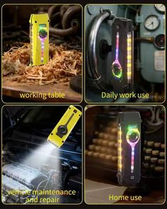 Lampe torche rechargeable multifonctionnelle RGB, lumière UV LED 395NM, pointeur laser rouge, lampe de travail magnétique, lampe torche EDC compacte et portable - Product Image 5