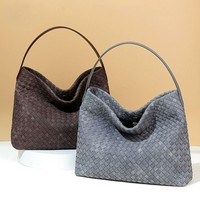 Sac hobo en daim tissé de luxe personnalisé, sac à main vintage de grande capacité, sac à bandoulière chic et souple pour femmes