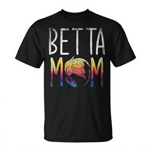 Camiseta Betta Mom de manga corta con cuello redondo, estampado digital, unisex, para adultos, regalo promocional para amantes de los peces Betta, propietarios de mascotas de acuario - Product Image 3