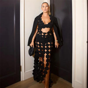 2025 sin mangas espalda descubierta <span class=keywords><strong>Coquette</strong></span> flaco borla ver a través de Bodycon vestido verano medianoche Clubwear Vestidos mujeres vestido hueco - Product Image 3