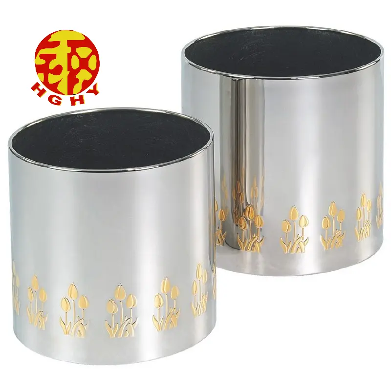 garden mirror glossy stainless steel cylinder planter high quality pot planter stands outdoor
