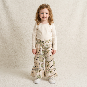 Longlv Girls Bohemian Chinese Style Patchwork <b>Flare</b> Pants Spandex/Polyester Breathable Printed Full Length - Product Image 1