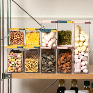 Airtight Plastic Acrylic Food Storage Containers Rectangle Clip-On <b>Lid</b> For Snacks Tea Grains Kitchen Use - Product Image 2