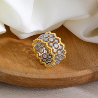 Bague en argent sterling 925 plaqué or 18 carats, motif dentelle ajourée, sertie de zircone cubique, bijoux haut de gamme sur mesure, vente en gros