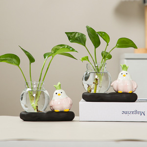 Jarrón Hidropónico de Cerámica con Forma de Pájaro y Planta Pothos, Decoración Moderna y Minimalista para Mesa de Oficina, Escritorio, Hogar, Regalo - Product Image 2