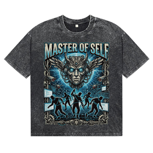 2026 New Wholesale High Quality 100% Cotton Knitted Breathable T Shirts Men Custom Demon Style Print Acid <b>Wash</b> O-Neck Short - Product Image 1