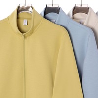 Blouson décontracté pour homme avec logo personnalisé, 400g, en coton liquide épais, fermeture éclair intégrale, col montant, style Techwear