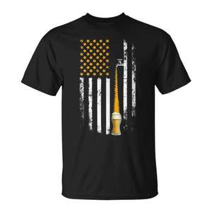 Camiseta patriótica con diseño de la bandera de EE. UU. y grifo de cerveza para el Día del Padre - Product Image 1