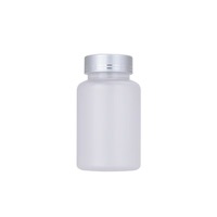 En stock, flacon en verre givré et transparent de 120 ml (120 cc) avec bouchon à vis, personnalisable avec logo, pour capsules, pilules, comprimés et suppléments.