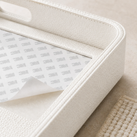 Plateau en cuir blanc auto-adhésif pour point de croix avec adhésif 3M et poignées intégrées pour décoration intérieure de luxe DIY et cadeau personnalisé