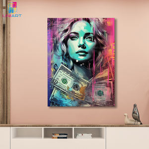 UNIART <span class=keywords><strong>Mi</strong></span> dinero cara arte Banksy moda arte pared arte calle graffiti decoración regalo para amigo gran pared decoración abstracta - Product Image 4