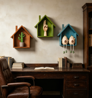 Étagère décorative murale multifonction en bois, moderne, petite, pour l'entrée de la maison, gravée et peinte par pulvérisation