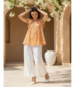 Blusa de Moda para Mujer, Informal, de Cambray, Tela Suave y Elegante, Blusa de Verano, Corte Holgado, Cómoda para Uso Diario, para la Oficina - Product Image 5