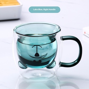 Copo de Vidro de Parede Dupla Atacado com Urso Fofo Colorido, Caneca Resistente ao Calor para Café, Leite e Suco, Copo Transparente de Borossilicato - Product Image 5
