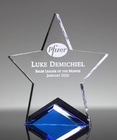 Plaques de prix étoile en cristal acrylique Rising Blue Star Recognition Award Personnalisé Personnalisé Lucite Achievement Traophy Gift