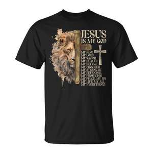 Camiseta con cita cristiana inspiradora del León de Judá, Fe en Cristo - Product Image 1