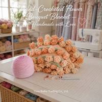 Bouquet de roses orange dégradées au crochet à la main en fibre acrylique et peluche, style minimaliste, fleurs éternelles, cadeau de la Saint-Valentin