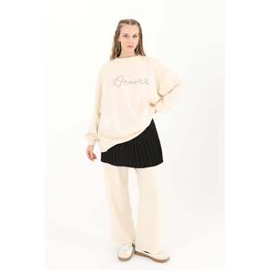 Aerwel - Slip plisado negro para mujer, diseño dibujado a mano 40002ETK - Product Image 2