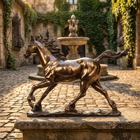 Statue de cheval en bronze personnalisée - Sculpture de cheval galopant avec finition cuivre antique, sculpture en bronze