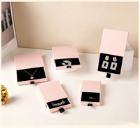 Boîte à bijoux avec tiroir coulissant personnalisé avec logo, doublée de velours, boîte cadeau en papier pour bague, boucles d'oreilles, collier, bracelet, emballage