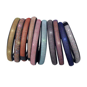 <strong>Car</strong> Steering Wheel Cover <strong>Car</strong> <strong>Stuff</strong> Auto Accessories Woman Leather Steering-wheel Cover Bling Bling Rhinestones Crystal Universal - Product Image 5