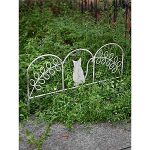 Clôture pour chat en fer forgé de style japonais avec motif de vigne fleurie, finition antique blanc cassé, décoration de jardin pour cour et balcon - Product Image 4