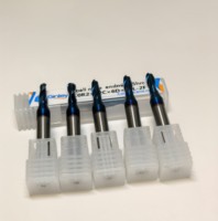 Fraise à queue sphérique en carbure monobloc HRC65 R1 R2 R3 avec revêtement Nano Bleu, 2 dents, pour usinage CNC de l'acier trempé