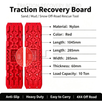 Planche de récupération antidérapante pour pneus de véhicule tout-terrain (Noir/Rouge) - Outil indispensable pour sortir de la boue, de la neige, du sable et pour le sauvetage en extérieur en conduite autonome