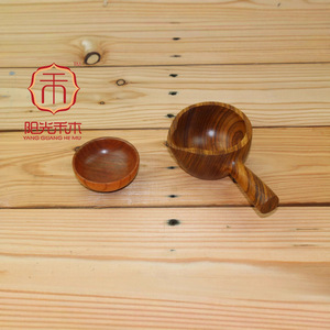 Tazón para Condimentos de Madera de Acacia con Asa, Plato Redondo para Salsas de Estilo Japonés Hecho a Mano, Vajilla Creativa - Product Image 2