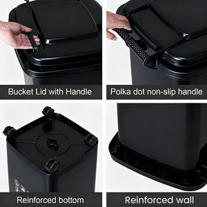 حاوية قمامة سعة 50 لتر صندوق نفايات صناعي متنقل سلة مهملات بلاستيكية للاستخدام الخارجي والداخلي - Product Image 4