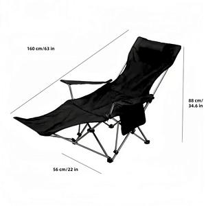 Silla reclinable plegable Woqi 160x56x88 cm con marco de aluminio, tela Oxford, para uso en exteriores y jardín, con reposapiés y almohada. - Product Image 1